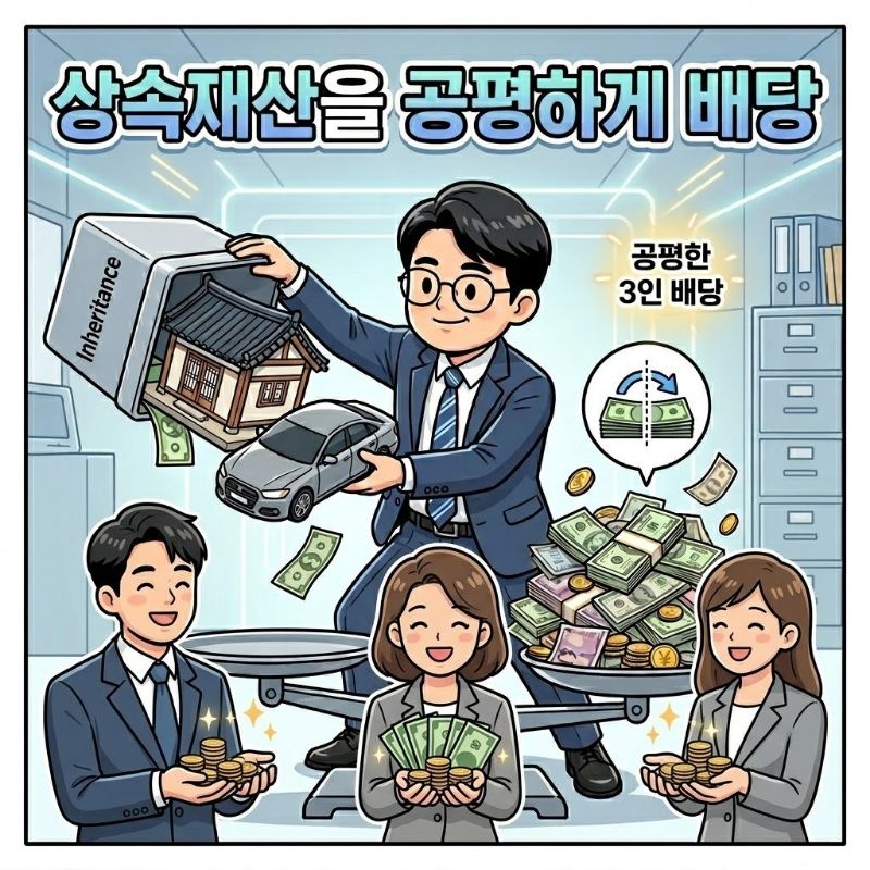 상속재산 환가 및 채권자 분배 설명 이미지