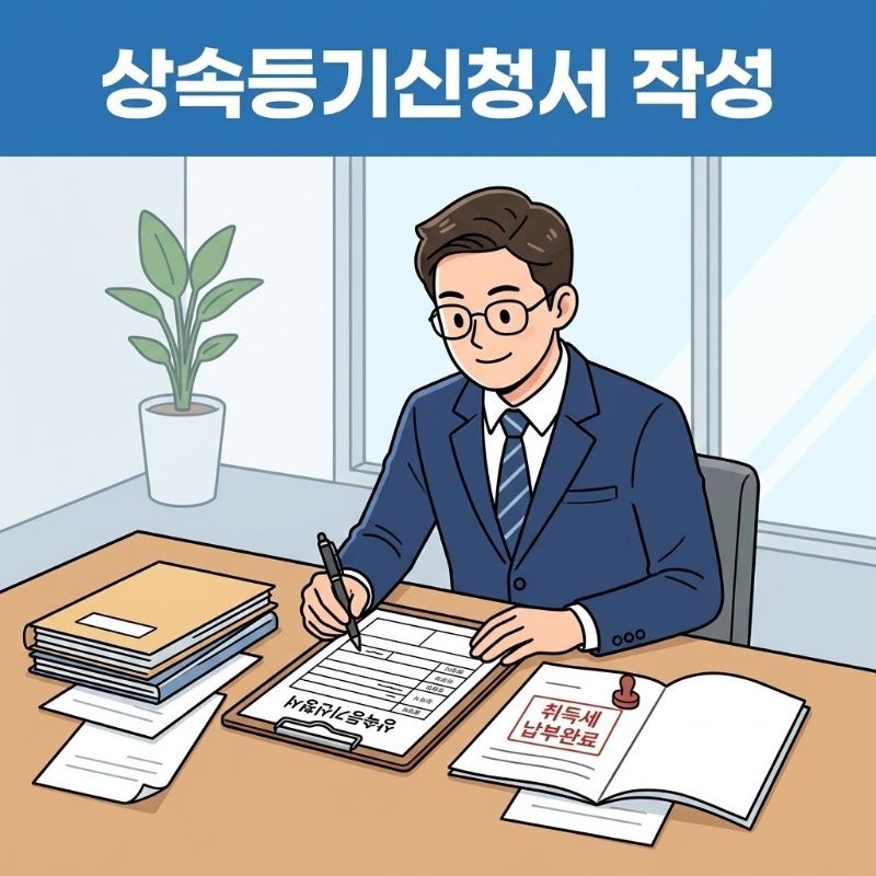 취득세 신고 및 상속등기 신청서 작성 설명 이미지