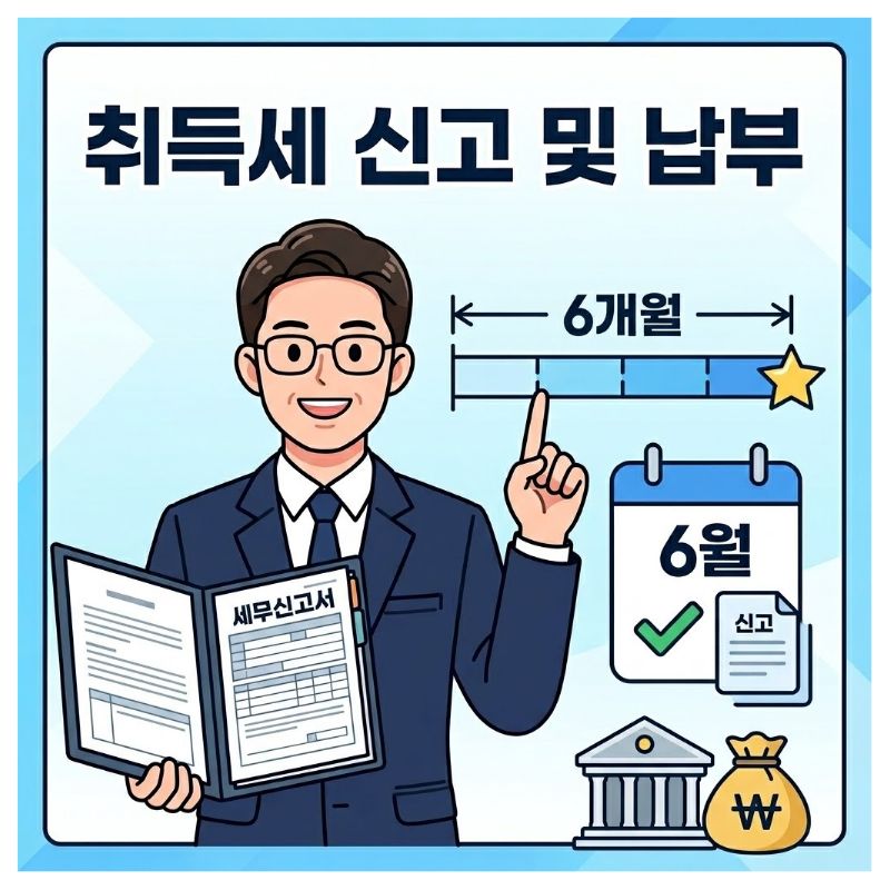 상속 개시일 기준 6개월 이내 자진 신고 설명 이미지